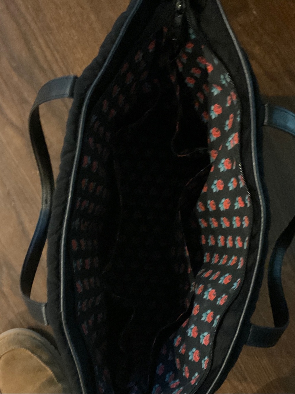 Vera Bradley large Black Quilted Tote with interior ”rose” pattern discontinued. - Picture 9 of 9